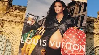 Rihanna remains reserved and busy as the face of Pharrell's first Louis Vuitton campaign.