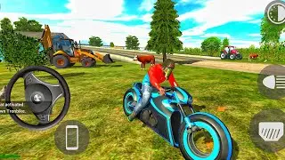 ⚡ Tron Bike Village Neon Ride | Indian Bike Driving 3D & Indian Cars Simulator 3D 🌌