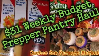 $31 Weekly Budget Prepper Pantry Haul 21 Items $1.45 average Price. Cactus for Farmers Market