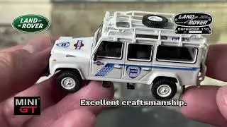 Rally Legend Unboxed! Mini GT Land Rover Defender 110 Martini Racing &ndash; Safari Support in 1:64