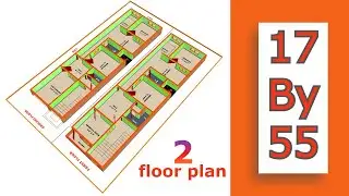 17 X 55 2FLOOR HOUSE PLAN WITH CAR OARKING 17 * 55 4बैडरूम घर का नक्शा PLAN NO. GHG1127 #houseplan