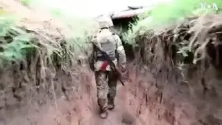 Ukrainian Troops Patrol Trenches on Donetsk Frontline