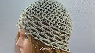 Gorro en tendencia / Como tejer un Gorro calado / Mesh hat tejido Muy F&aacute;cil 