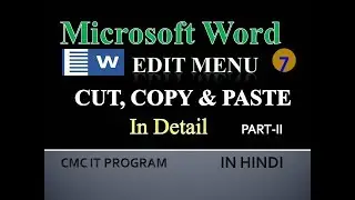 How To Use Cut,Copy and Paste Options In MS Word 2003 In HINDI