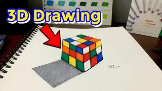3D Anamorphic Rubik&rsquo;s Cube Illusion Drawing! (w/Ohuhu Alcohol Markers)