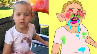 Diana Pretend Play with Giant Food Toy | Funny Drawing Meme Cartoon Collection