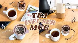 Ceramic Tea Infuser Mug With Lid & Spoon!