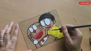 Glass painting / Doraemon Nobita painting  #trending #viral #doraemon #glasspainting #glass #easy