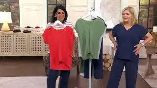 AnyBody Slub Jersey and Gauze Mixed Short Sleeve Top on QVC