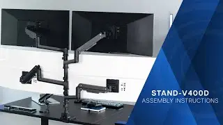 STAND-V400D Pneumatic Arm Quad Ultrawide Monitor Extra Tall Desk Mount Assembly by VIVO
