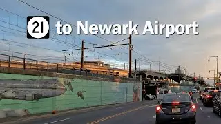 Driving NJ-21 (RT-21) to Newark Liberty International Airport Terminal A Departure