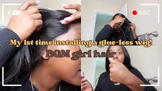 THE EASIEST GLUELESS WIG INSTALL - BEGINNER FRIENDLY | BGM GIRL HAIR