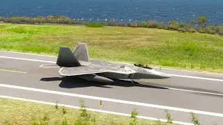 Impossible Fly! Fighter Jet F-22 Take Off at Small Airport #aviation #fly #automobile