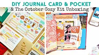 DIY JOURNAL CARD & POCKET | October Kit Unboxing | Vintage Travel Journal | Lollipop Box Club