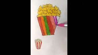 Рисунок попкорна 🍿 | Простой и милый набросок попкорна #шорты