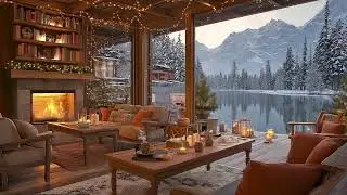 🏔️ Cozy Winter Cabin by the Lake | Fireplace & Snowfall Ambience for Deep Sleep (10 Hours)