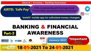 18thJan To 24thJan2021 Banking Current Affairs | Current Affairs Today | Daily Banking updates 2021