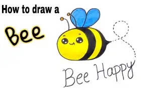 How to draw a bee 🐝 | easy honey bee drawing | cute drawings