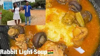 How To Make Rabbit Light Soup with Fufu🇬🇭|| In Loving Memory of The Manager Of The Wooden Tower.