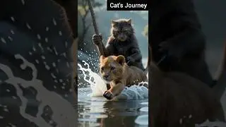 Brave Cat Saves Lion Cub 🐱🦁❤️#cats #cat #ai #story #kitty #kitten #shorts #animals #lion