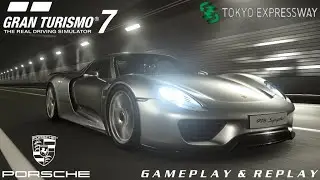 Gran Turismo 7 - Porsche 918 Spyder at Tokyo Expressway East Clockwise (Gameplay & Replay)