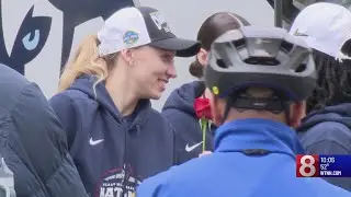 Fans fill the streets of downtown Hartford to celebrate Huskies' win