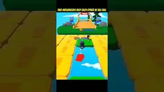 Two influencers friends help each other in tile fall map #stumbleguys #kamini