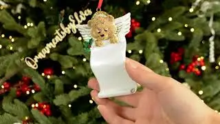 Ornaments by Elves: Personalized Guardian Angel Bear Scroll Ornament OBE-rm119