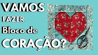 O amor está no ar!Bloco de coração em Patchwork