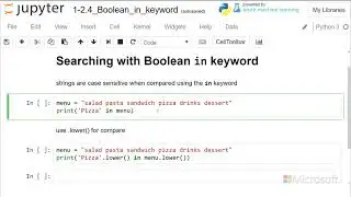 Boolean "in" keyword - Introduction to Python: Absolute Beginner Module 1 Video 23