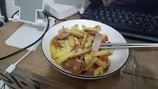 Dinner Stir fried potatoes with cured pork