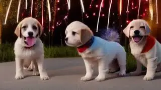 Puppies lighting fireworks (AI video, DOGS DO NOT LIKE FIREWORKS)