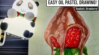 This Looks REAL!🍓🍫 Strawberry Dipped with Chocolate Art | Oil Pastel Tutorial🔥