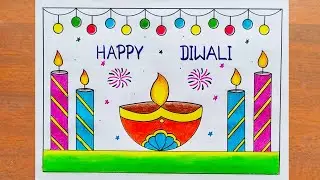 Diwali Drawing / Happy Diwali Poster Drawing Easy / Diwali Festival Drawing / Diwali Special Drawing