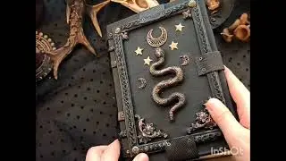 Large Witch spell book journal blank Witchcraft snake moon grimoire 8x6 in 600 aged pages