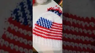 USA FLAG CROCHET BEANIE | TOUCA EUA 🇺🇲 #crochet #croche #handmade #shortsfeed #shorts #usa