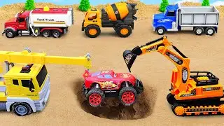 Dump Truck Accident | Excavator, Spider-Man Rebuild Burnt Bridge | CONSTRUCTION VEHICLES