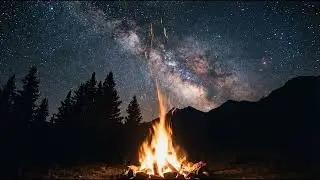 Night Fire & Starlit Sky &mdash; Relaxing Nature Loop