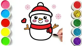 How to Draw a cute snowman Easy Step by Step Drawing for kids and toddlers 