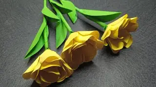 🌼 Простая поделка из бумажной розы | Красивая желтая роза из бумаги | Декор для дома своими рукам...