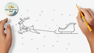 How to draw a flying reindeer with a sleight | Easy Drawings BRO | Christmas Drawings