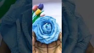 beautiful blue rose tutorial 🥰🥰#shorts #crafts #diy
