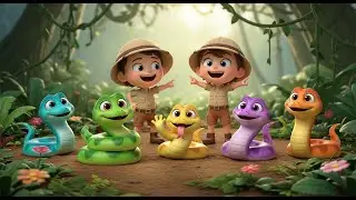 Cinco Pequenas Sucuris Deslizam | Rimas de Animais e Música Infantil