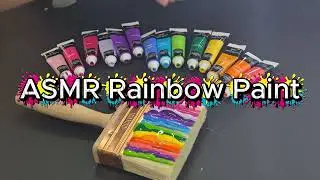 ASMR Rainbow Paint | Acrylic Brush Sweep on Black Surface