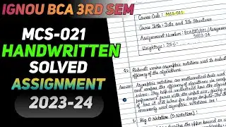 MCS-021 Handwritten Solved Assignment 2023-24 || IGNOU BCA 3rd Semester Handwritten Assignment 2023