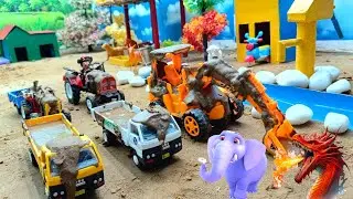 DIY Farm Diorama with house cow, barn | mini hand pump supply water for farm animals #14 | @miniFarm