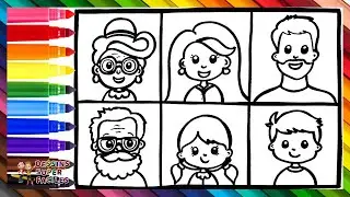 Dessiner et Colorier une Famille: Grands parents, Parents et Enfants 👵🏻👴🏻👩👨👧👦🌈 Dessins Pour Enfants