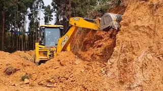 JCB 3DX Cutting Hill and Making Road - JCB Working For Hilly Road Construction - JCB Video