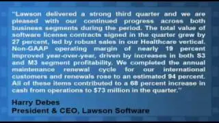 Lawson Software Reports Strong Q3 Results
