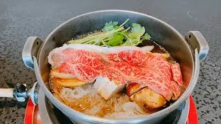 Black Wagyu A5 sirloin Sukiyaki. $45. Listed in “MICHELIN GUIDE Hokkaido 2017”